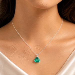 Sevara Emerald Colour Stone Prism Pendant For Women