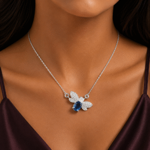 Sevara Midnight Blue Stone Sparkle Bee Pendant For Girls | Jewellery Gift Ideas For Her