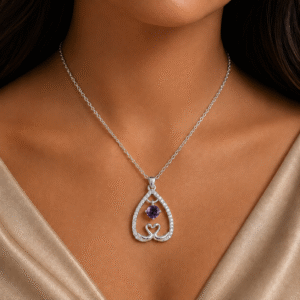 Sevara Siberian Purple Stone HeartBloom Pendant For Girls | Jewellery Gift Ideas For Women
