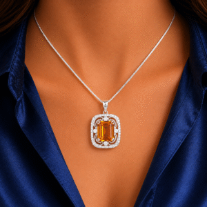 Sevara Golden Yellow Stone Royale Pendant For Women | Jewellery For Girls