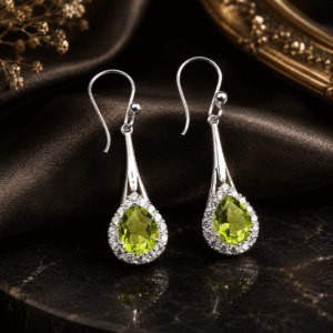 Sevara Olive Green Teardrop Earrings For Women | Jewellery Gift for Girls