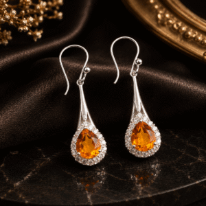 Sevara Golden Yellow Stone Sunset Spark Drop Earrings For Women