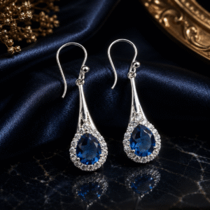Sevara Midnight Blue Stone Mirage Drop Earrings For Women | Jewellery Gift for Her