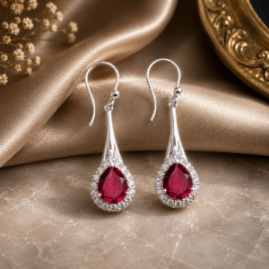 Sevara Rose Pink Stone Halo Drop Earrings For Women | Birthday Anniversary Jewellery Gift for Her