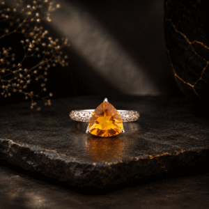 Sevara Golden Yellow Sunlit Flame Ring For Women