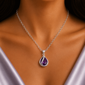 Sevara Twilight Purple CrystalWave Pendant Necklace For Women - Everyday Jewellery for Girls