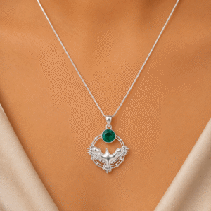 Sevara Green Emerald Colour Stone Glory Pendant For Women | Jewellery for Girls