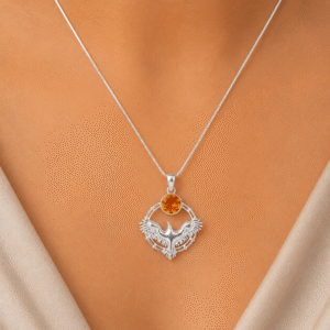 Sevara Golden Yellow Wings Pendant For Women | Jewellery Gift for Girls