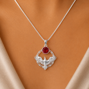 Sevara Cherry Red Stone Wings of Love Pendant For Women | Gift Ideas for Girls