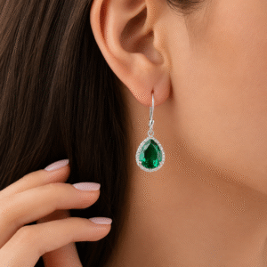Sevara Emerald Green Colour Classic Teardrop Earrings for Women | Birthday Anniversary Gift for Her