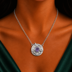Sevara Siberian Purple Moon Oxidised Pendant Necklace For Women | Jewellery Gift for Girls
