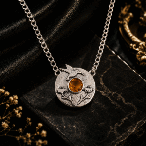 Sevara Golden Yellow Sky Bird Pendant Necklace For Women | Oxidised Jewellery for Girls