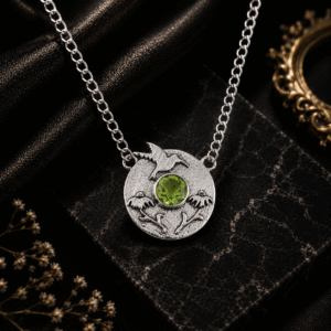 Sevara Olive Green Sky Bird Pendant Necklace For Women - Oxidised Jewellery for Girls