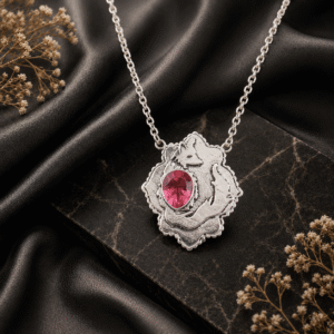 Sevara Rose Pink Fox Pendant Necklace For Women | Oxidised Jewellery Gift For Girls