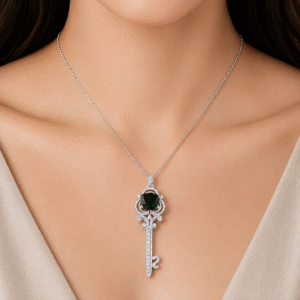 Sevara Forest Green Royal Key Pendant for Women | Jewellery Gift for Her