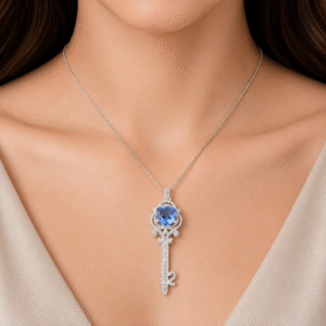 Sevara Indigo Blue Stone Royal Key Pendant for Women