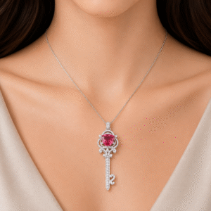 Sevara Rose Pink Royal Key Pendant For Women | Jewellery Gift for Girls
