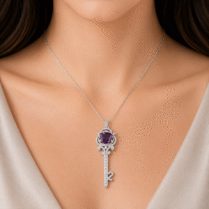 Sevara Siberian Purple Stone Royal Key Pendant for Women