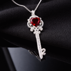 Sevara Ruby Red Stone Royal Key Pendant for Women | Jewellery Gift for Her