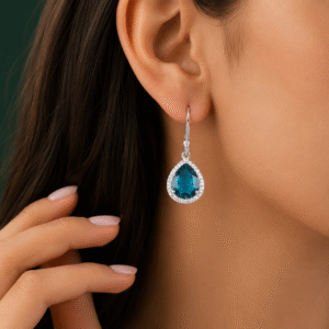 Sevara Ocean Blue Stone Classic Teardrop Dangle Earrings for Women | Jewellery for Girls - Gift for Her