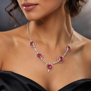 Sevara Rose Pink Stone Statement Necklace for Women | Jewellery Gift for Her
