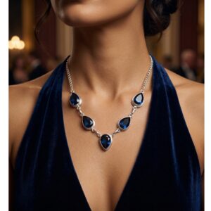 Sevara Midnight Blue Stone Royale Drop Necklace for Women | Jewellery For Women
