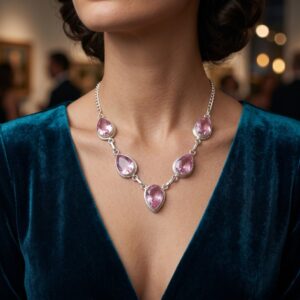Sevara Peachy Pink Royale Drop Necklace for Women | Jewellery Gift Ideas for Her
