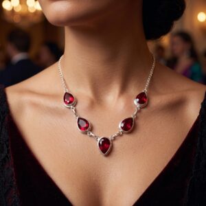 Sevara Ruby Red Stone Royale Drop Necklace for Women | Jewellery Gift for Women