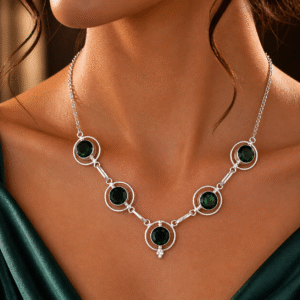 Sevara Royal Forest Green Stone Necklace for Women | Jewellery Gift for Her