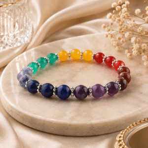 Sevara 7 Chakra Everyday Wear Stretchable Bracelet for Men & Women | Natural Gemstone Birthday Anniversary Gifts