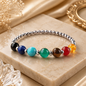 Sevara Adjustable 7 Chakra Gemstone Bracelet for Men & Women | Energy Stone Beaded Bracelet Gifts
