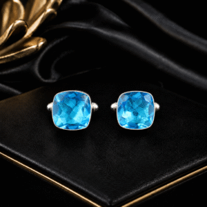 Sevara Sky Blue Stone Cufflinks for Men | Luxury Formal Shirt Accessories, Gift Ideas for Him
