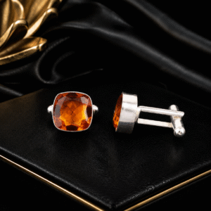 Sevara Golden Yellow Stone Cufflinks for Men | Birthday Anniversary Gift Ideas for Him, Wedding Jewellery for Men