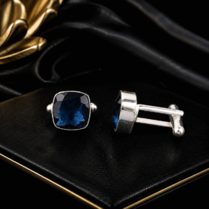 Sevara Midnight Blue Stone Cufflinks for Men | Premium Formal Shirt Accessories, Birthday Gift for Him