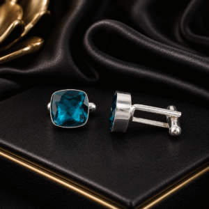 Sevara Ocean Blue Stone Cufflinks for Men | Luxury Formal Shirt Accessories for Weddings, Birthday Anniversary Gifts for Him