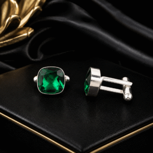 Sevara Emerald Green Color Cufflinks for Men | Premium Formal Shirt Accessories for Wedding, Office & Party Wear, Gifts for Him
