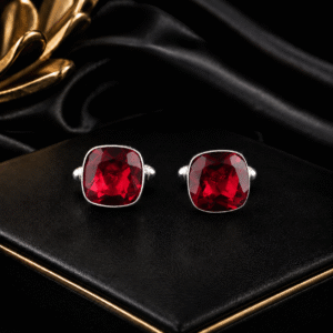 Sevara Ruby Red Stone Cufflinks for Men | Premium Wedding Jewelry for Men, Birthday Anniversary Gift ideas for Him