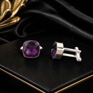 Sevara Siberian Purple Stone Cufflinks for Men | Premium Formal Shirt Accessories for Wedding, Business & Party Wear